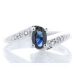 9ct White Gold Diamond And Sapphire Ring