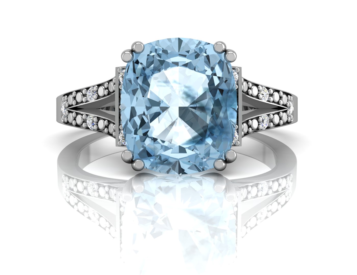 9ct White Gold Diamond And Blue Topaz Ring - Image 4 of 5