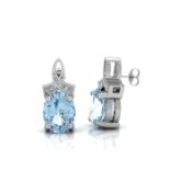 9ct White Gold Diamond And Blue Topaz Earrings