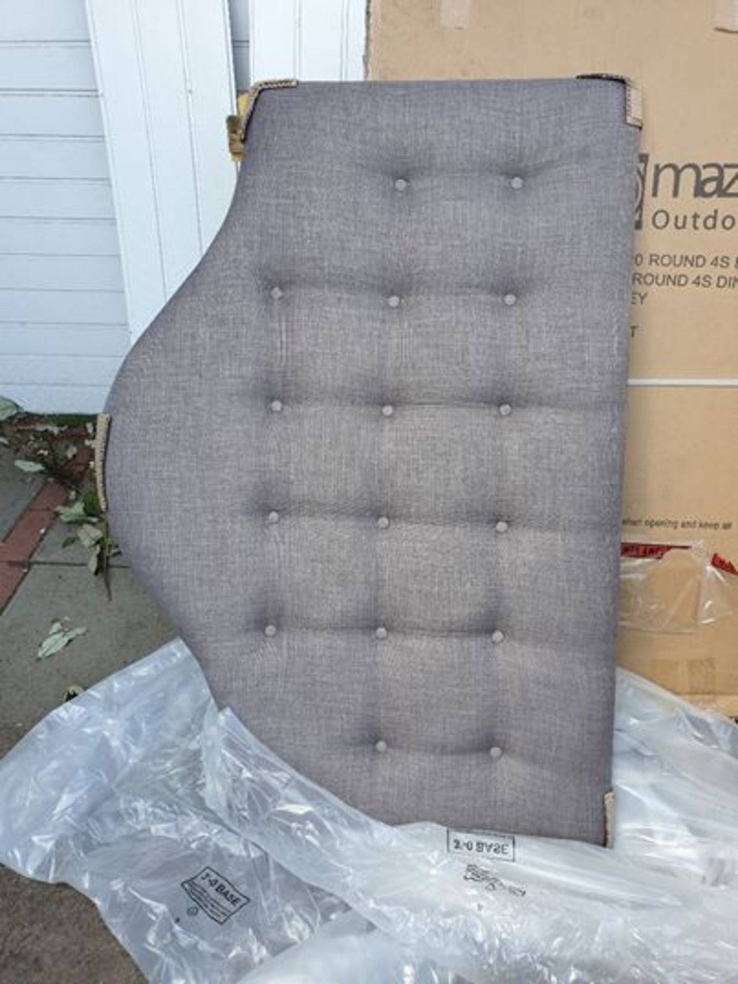 4 Foot Grey Buttoned Headboard