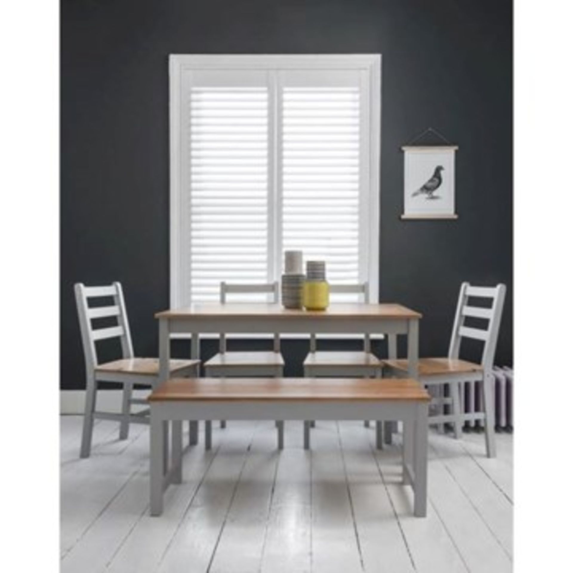 1 X Annika Dining Table In Silk Grey & Pine Rrp £109