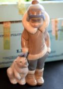 Lladro Eskimo Child Figure With Baby Polar Bear