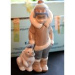 Lladro Eskimo Child Figure With Baby Polar Bear