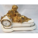 Large Antique French Ormolu and White Marble Mantle