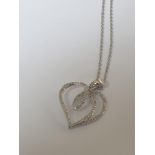 9ct White Gold Love Heart Pendant And Chain