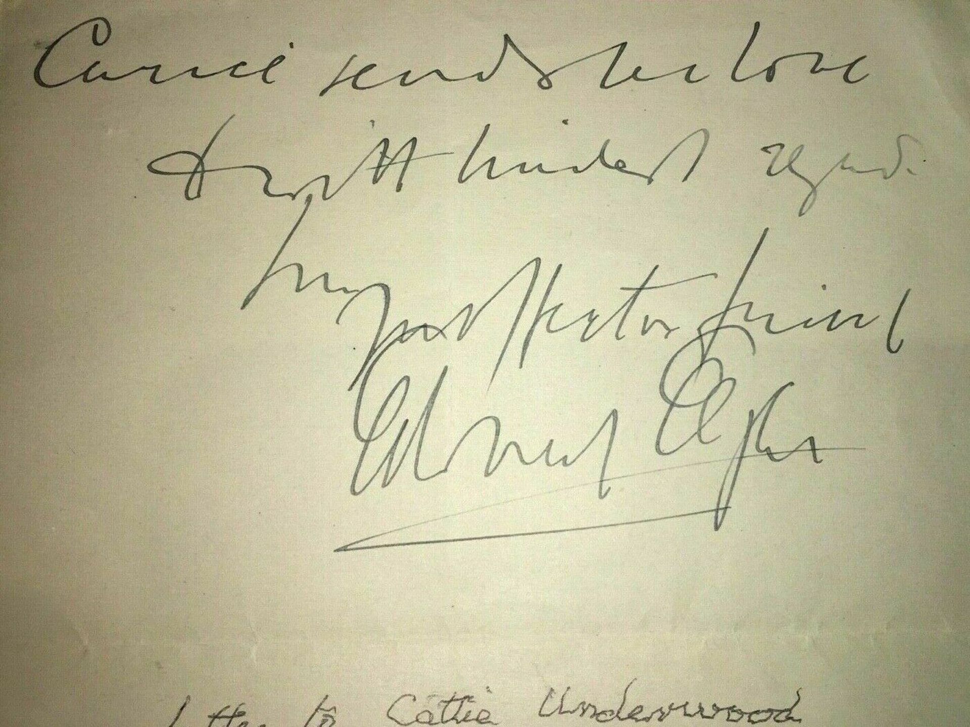 Edward Elgar Handwritten Signed Autograph Letter to Catherine Underwood