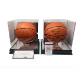 Kobe Bryant & Shaquille O'Neal Hand Signed Spalding Basketballs With Panini COA