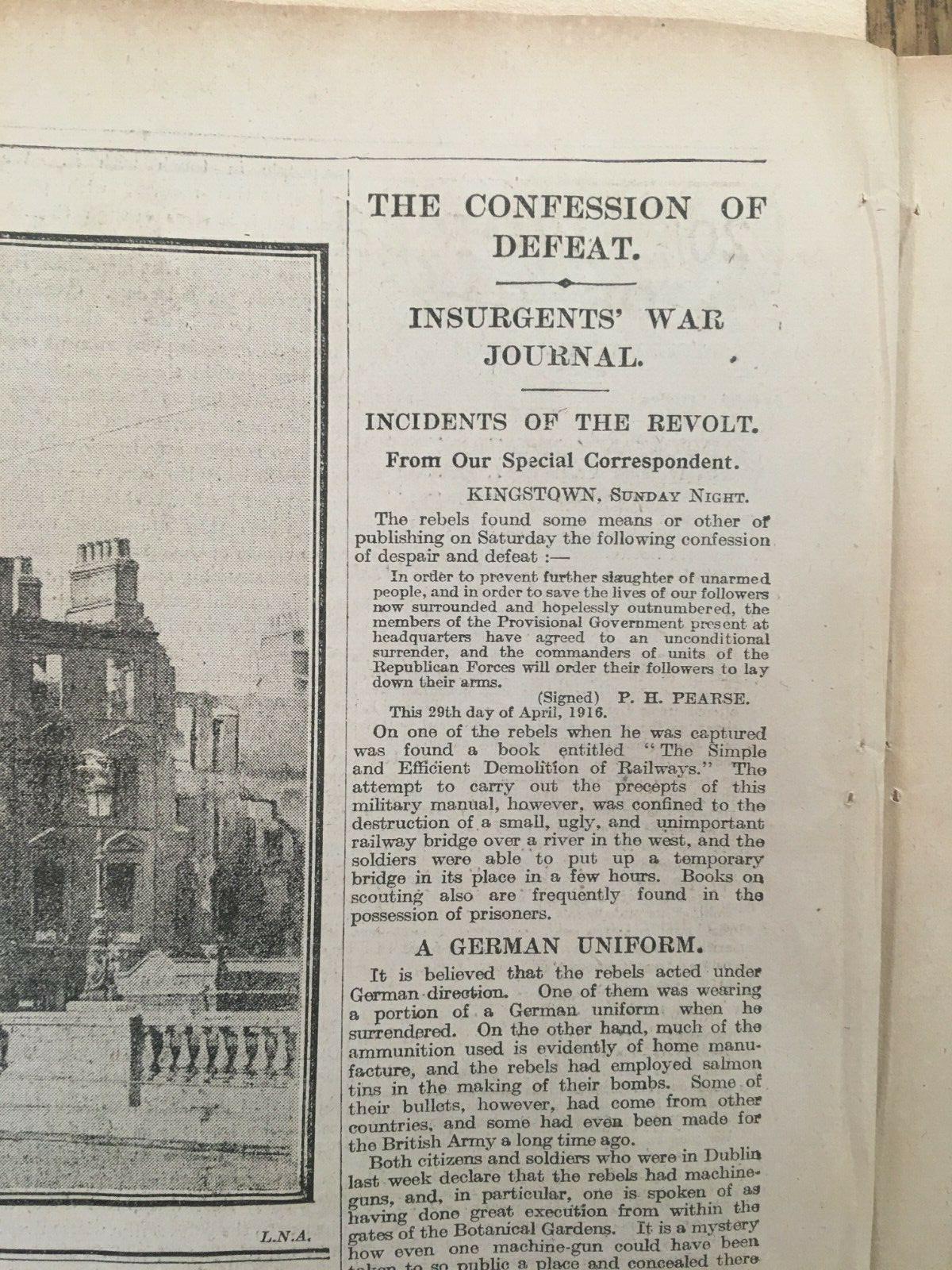 Easter Rising 1916 Original Complate Newspaper 2nd May Images & Reports - Image 12 of 12