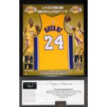 Kobe Bryant Hand Signed & Framed Los Angeles Lakers Jersey with Panini COA
