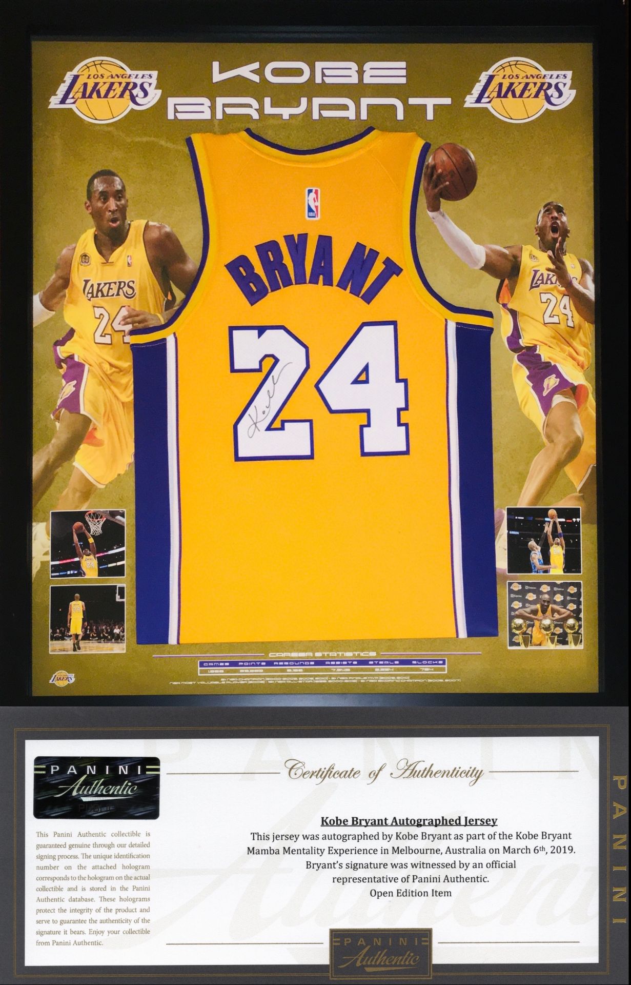 Kobe Bryant Hand Signed & Framed Los Angeles Lakers Jersey with Panini COA