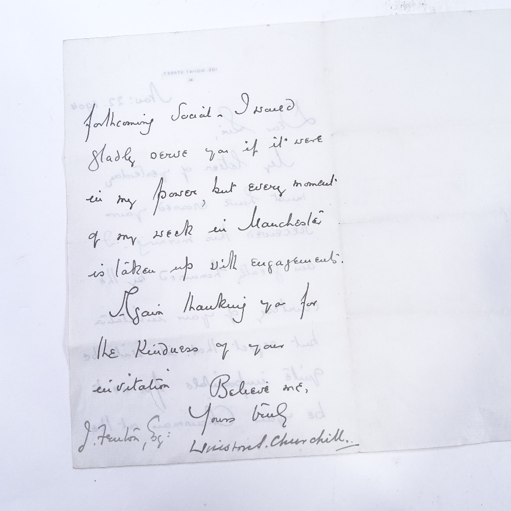 Sir Winston Churchill, handwritten and signed letter dated November 22nd 1904 - Image 3 of 4