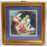 19th c. Italian Madonna & Child Watercolour Framed