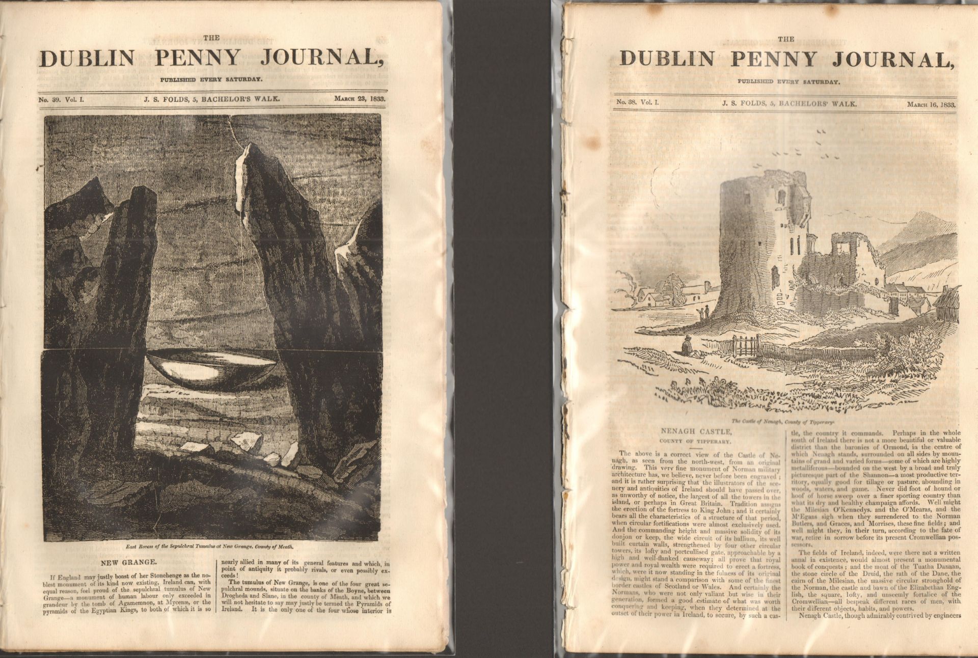 Antique set; Featuring 2 editions of The Dublin Penny Journal published 1882 (#5)