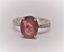 GIA Certified 4.94 ct Orange Pink Unheated Sapphire & Diamonds Ring