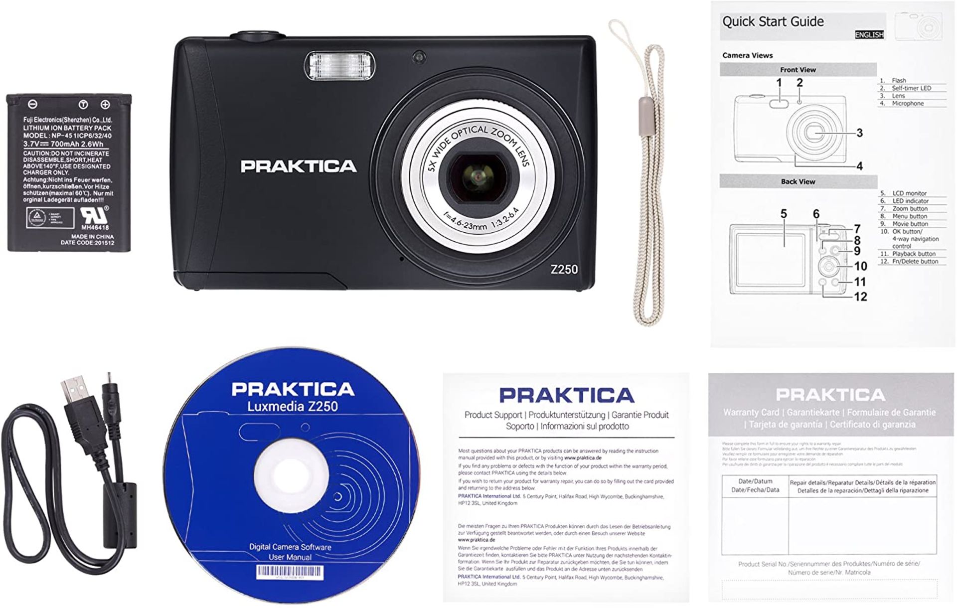 (61) 1 x Grade B - Praktica Luxmedia Z250 Digital Compact Camera - Black (20 MP,5x Optical Zoom... - Image 4 of 4