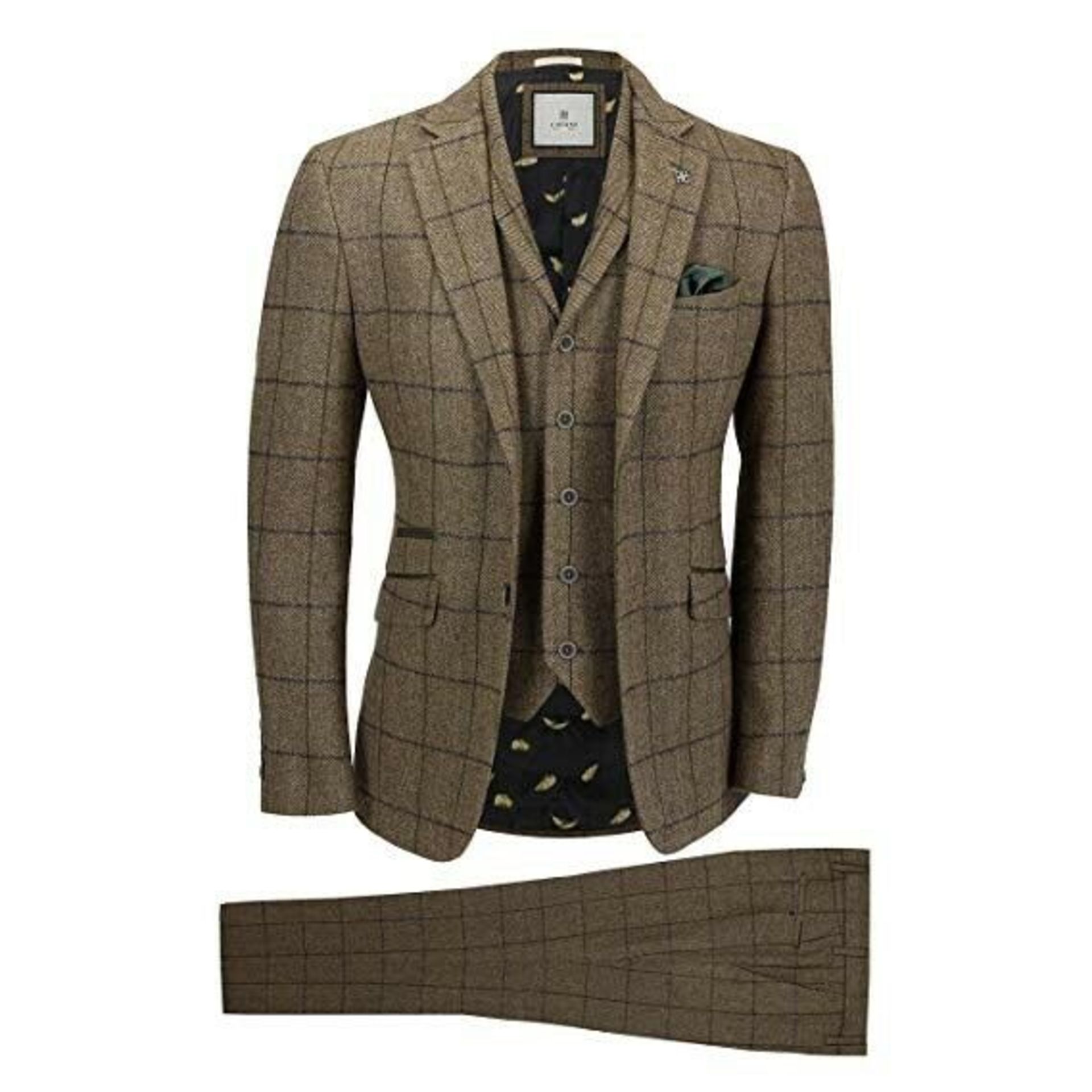 CAVANI SERGIO BROWN TWEED 3 PIECE SUIT