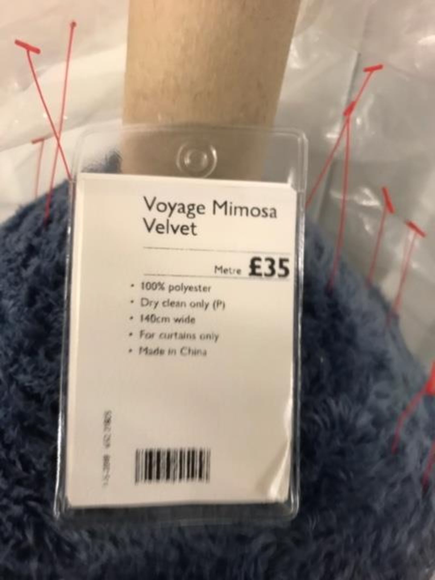 1 Roll of Voyage Mimosa Velvet Furnishing Fabric Indigo 30m - Image 2 of 2