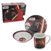 2 x Star Wars 3 Piece Porcelain Breakfast Set