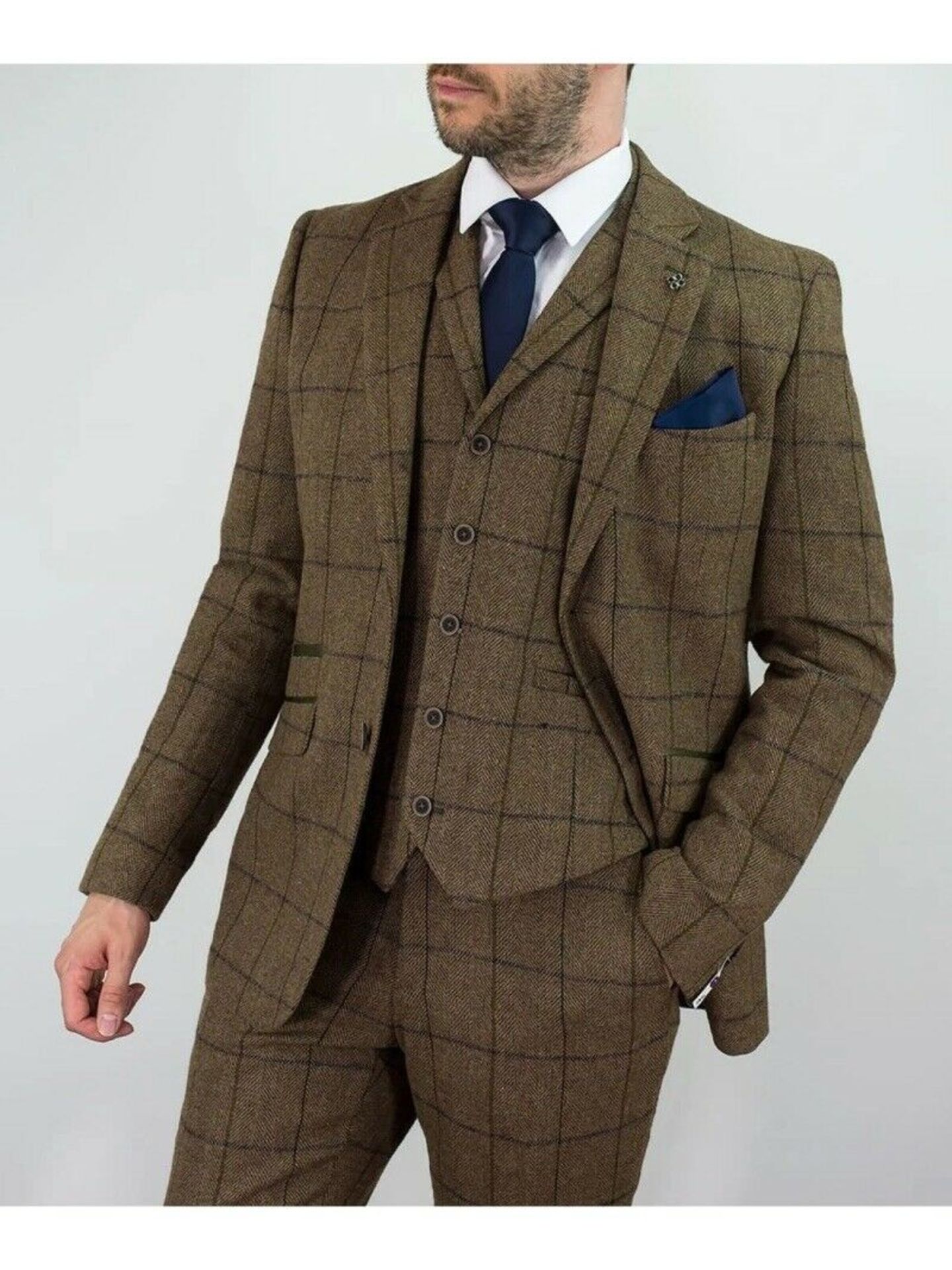 CAVANI SERGIO BROWN TWEED 3 PIECE SUIT - Image 3 of 4