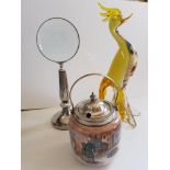 Vintage Royal Doulton Jam Pot With A Magnifying Glass And A Glass Bird