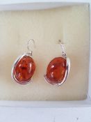 Amber and Silver Earrings