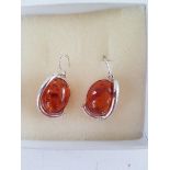 Amber and Silver Earrings