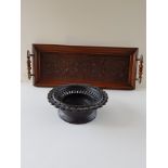 Carved Wooden Tray And Bowl.