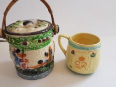 Vintage Japanese Biscuit Barrel And A 1949 Royal Visit Mug