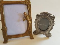 Art Deco Brass Picture Frame With One Other