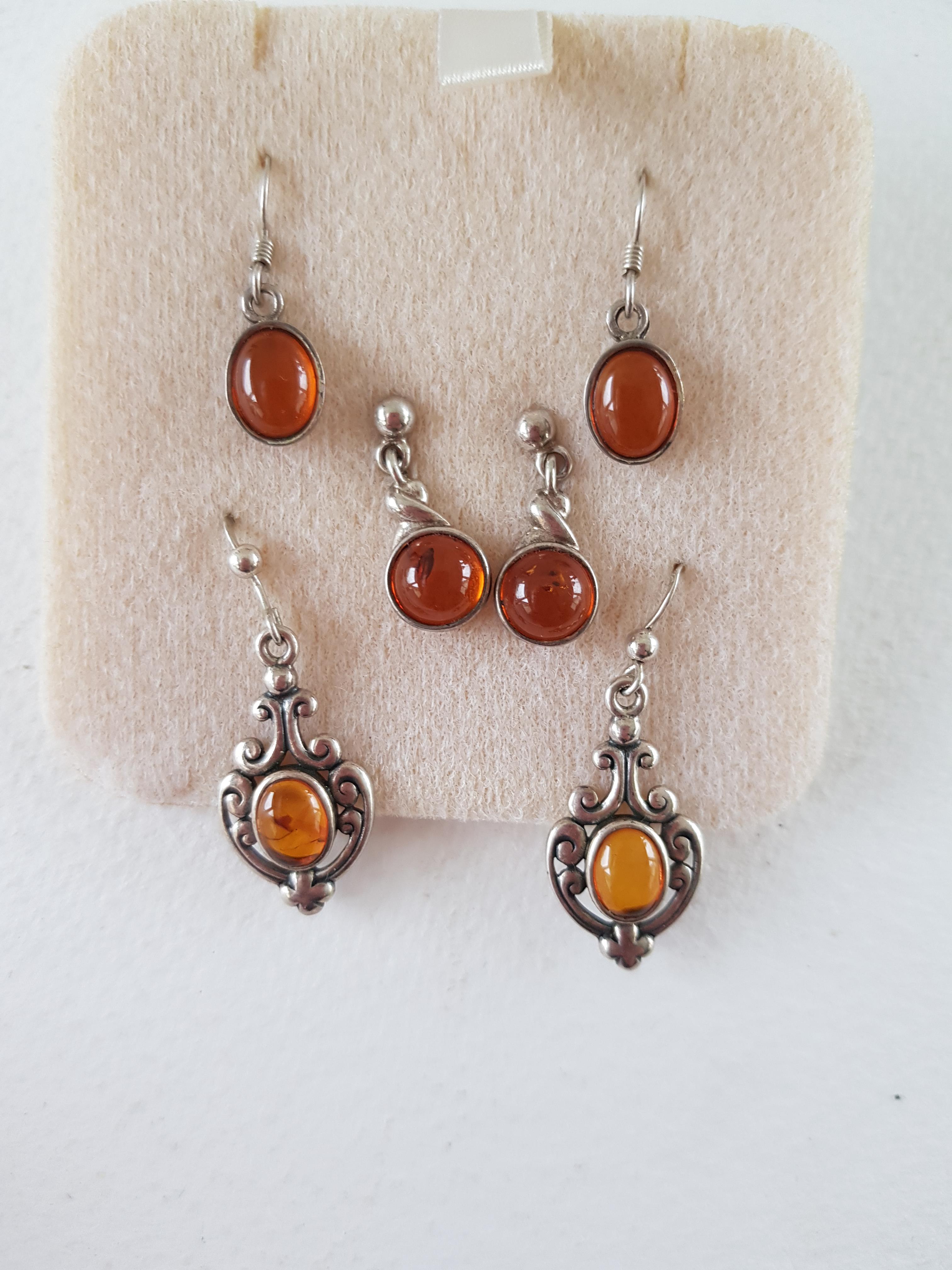 Amber and Silver Earrings