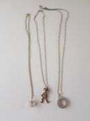 Silver Necklaces With Stone And Articulated Clown