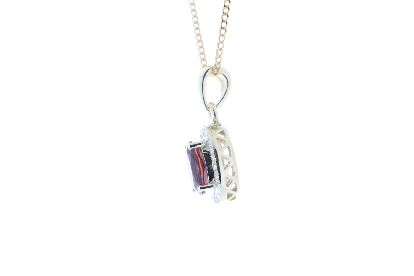 9ct Yellow Gold Diamond And Garnet Pendant 0.11 Carats - Image 4 of 4