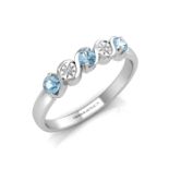 9ct White Gold Semi Eternity Diamond And Blue Topaz Ring 0.01 Carats