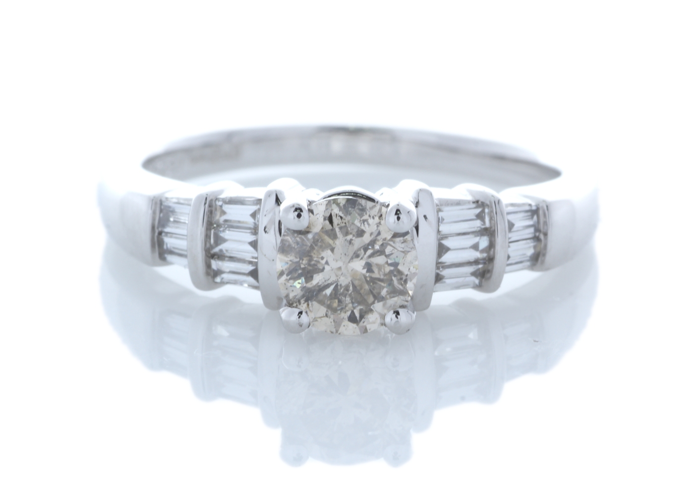 18ct White Gold Single Stone Prong Set With Stone Set Shoulders Diamond Ring 0.84 Carats