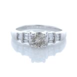 18ct White Gold Single Stone Prong Set With Stone Set Shoulders Diamond Ring 0.84 Carats