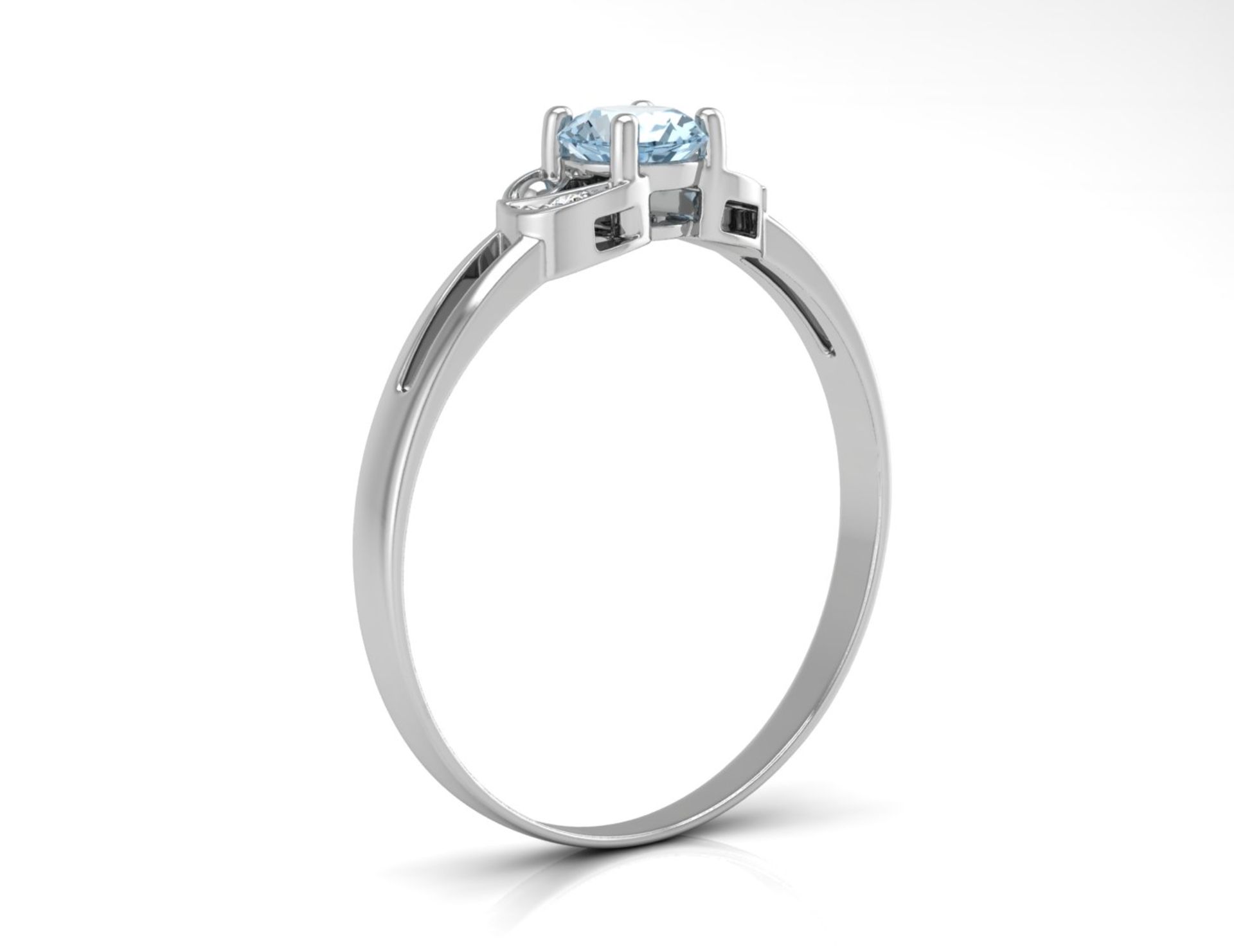 9ct White Gold Fancy Cluster Diamond And Blue Topaz Ring 0.01 Carats - Image 2 of 4