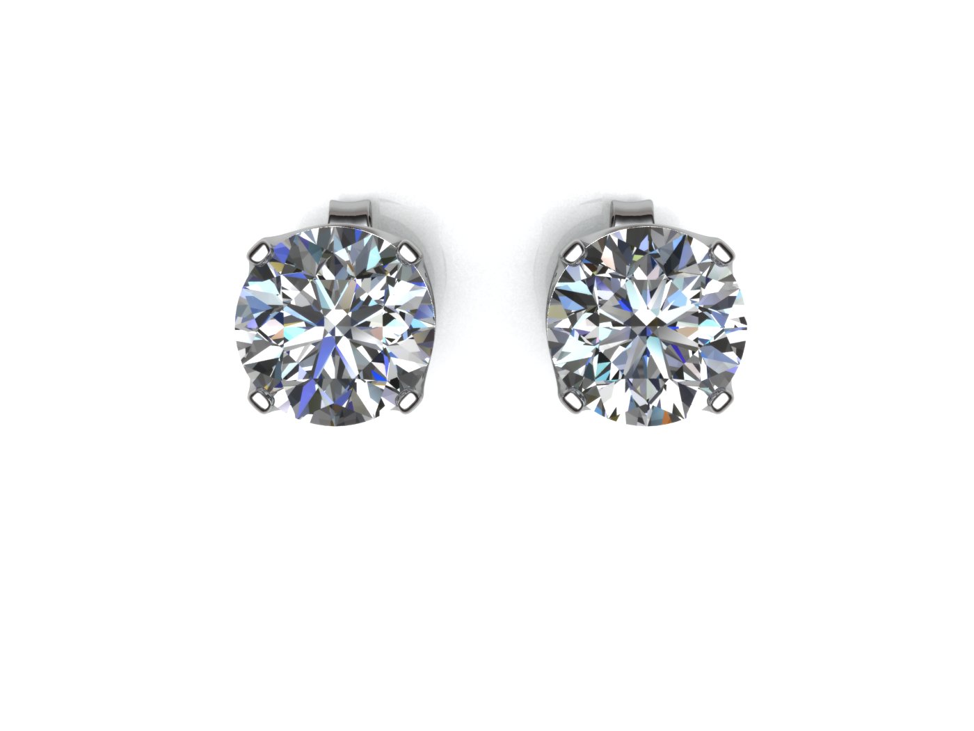 9ct White Gold Four Claw Set Diamond Earring 0.33 Carats