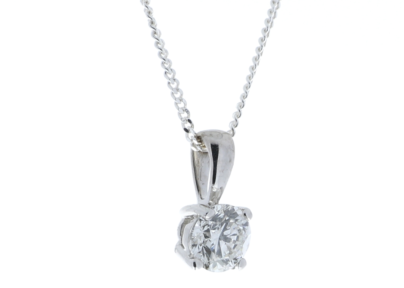 9ct White Gold Single Stone Wire Set Diamond Pendant 0.40 Carats - Image 2 of 6