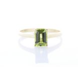 9ct Yellow Gold Single Stone Emerald Cut Peridot Ring 0.95 Carats