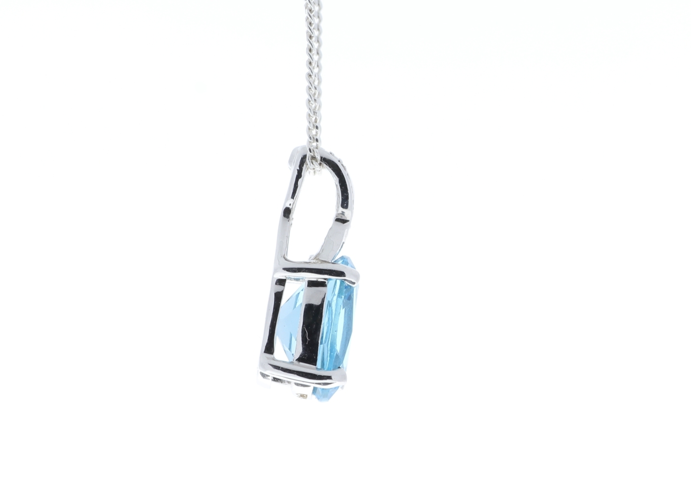 9ct White Gold Diamond And Blue Topaz Pendant 0.01 Carats - Image 3 of 5