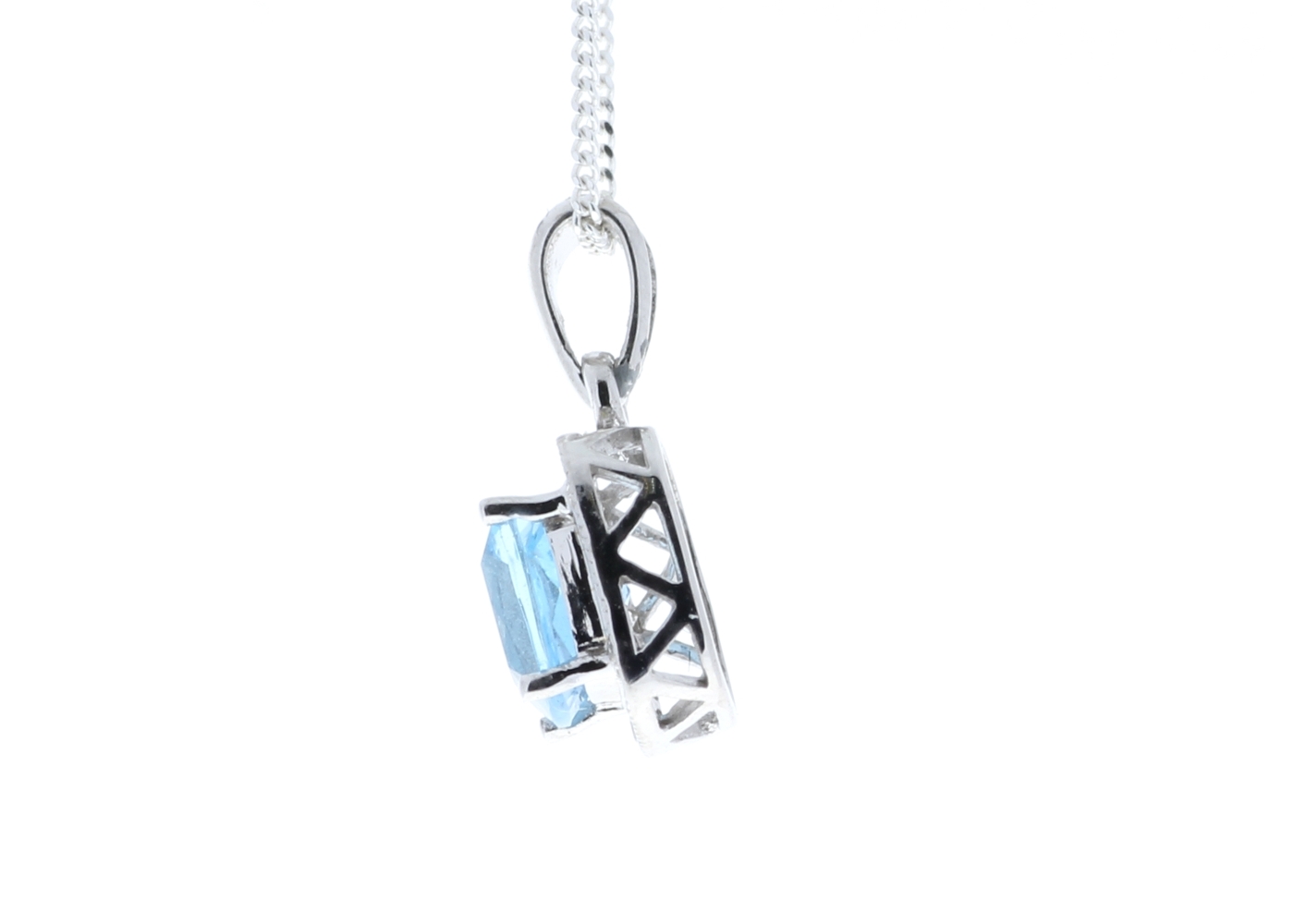 9ct White Gold Blue Topaz And Diamond Pendant 0.12 Carats - Image 3 of 4