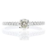 18ct White Gold Single Stone Claw Set With Stone Set Shoulders Diamond Ring (0.46) 0.61 Carats