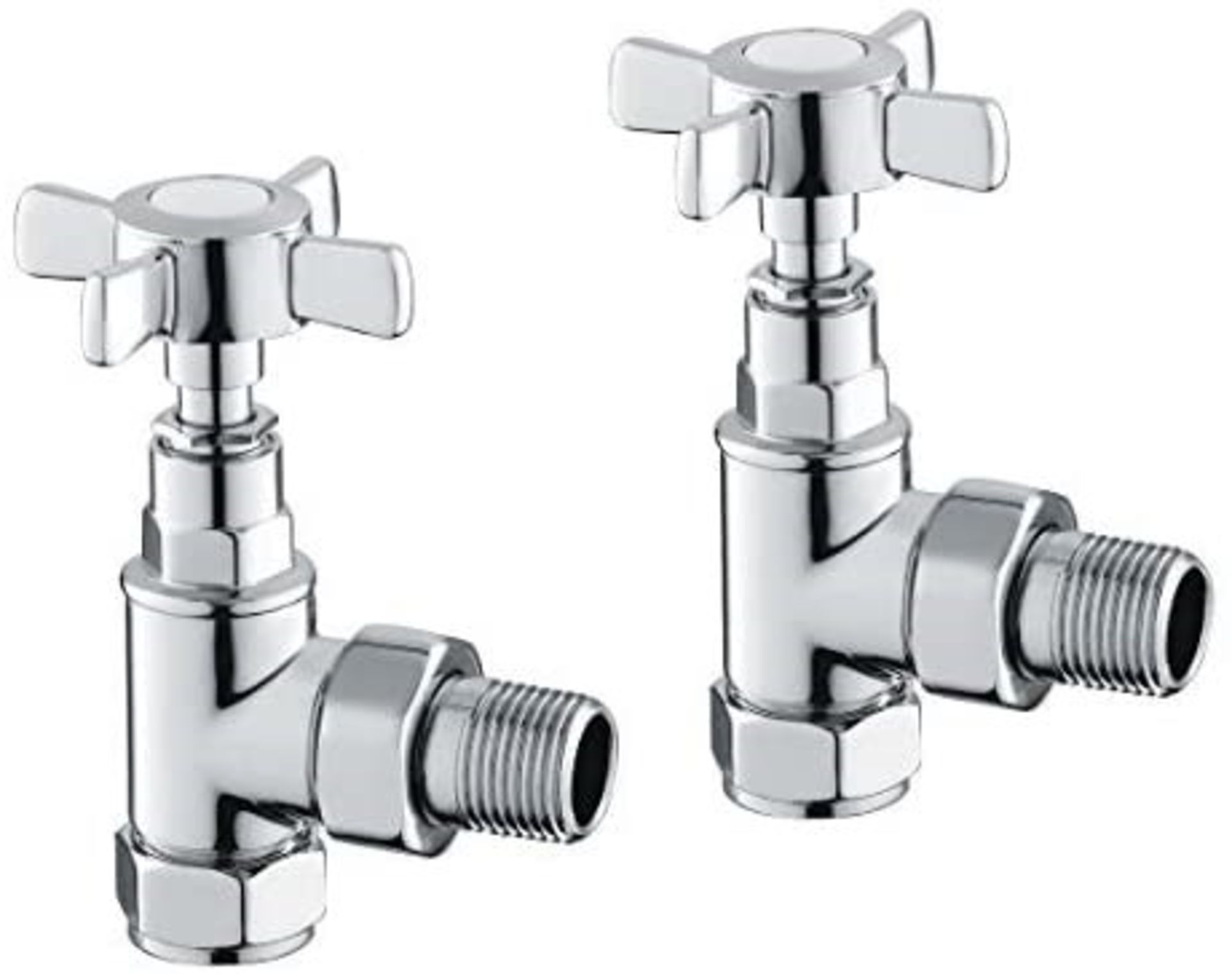 Traditional Chrome Angled Radiator Valves 15mm Central Heating Taps RA04A. Standard 15mm Pipe...