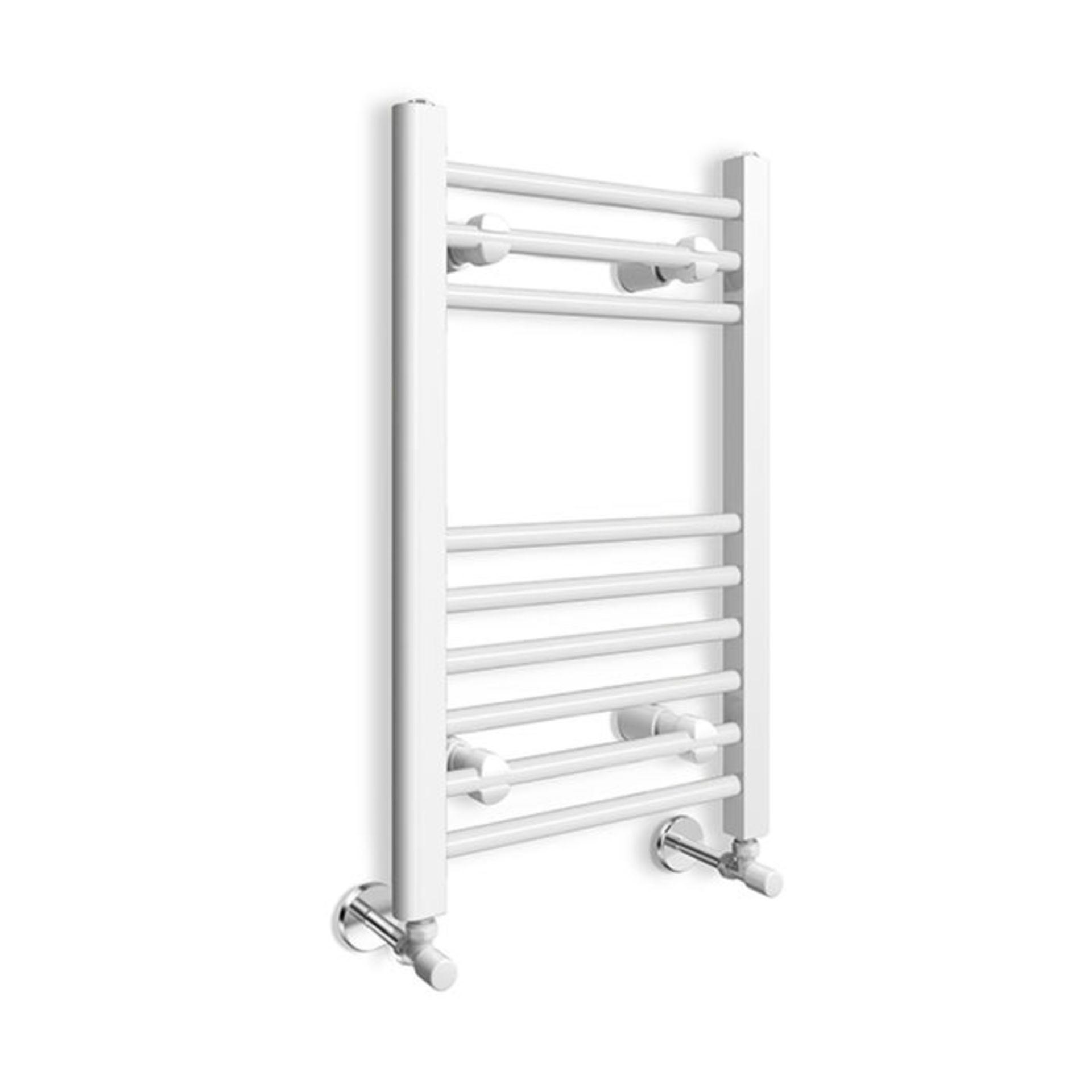 (SA89) 650x400mm White Heated Towel Radiator. Made from low carbon steel Finished with a high