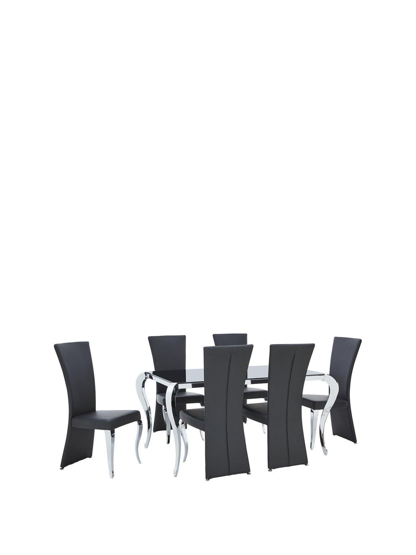 Boxed Item Boutique 7 Piece Dining Set [Black/Chrome] 75X163X102Cm Rrp:£1054.0