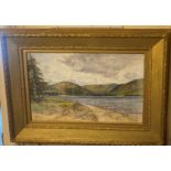 George Stratton Ferrier signed watercolour depicting a Scottish Highland Loch View