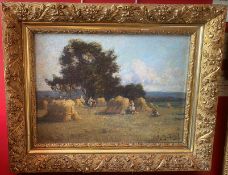 Colin John Macintosh Scottish artist circa 1900's original signed oil painting Harvesting