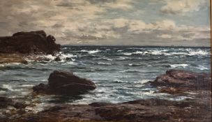 Joseph Henderson RSW (1832–1908) oil on canvas large seascape Scottish Coastline