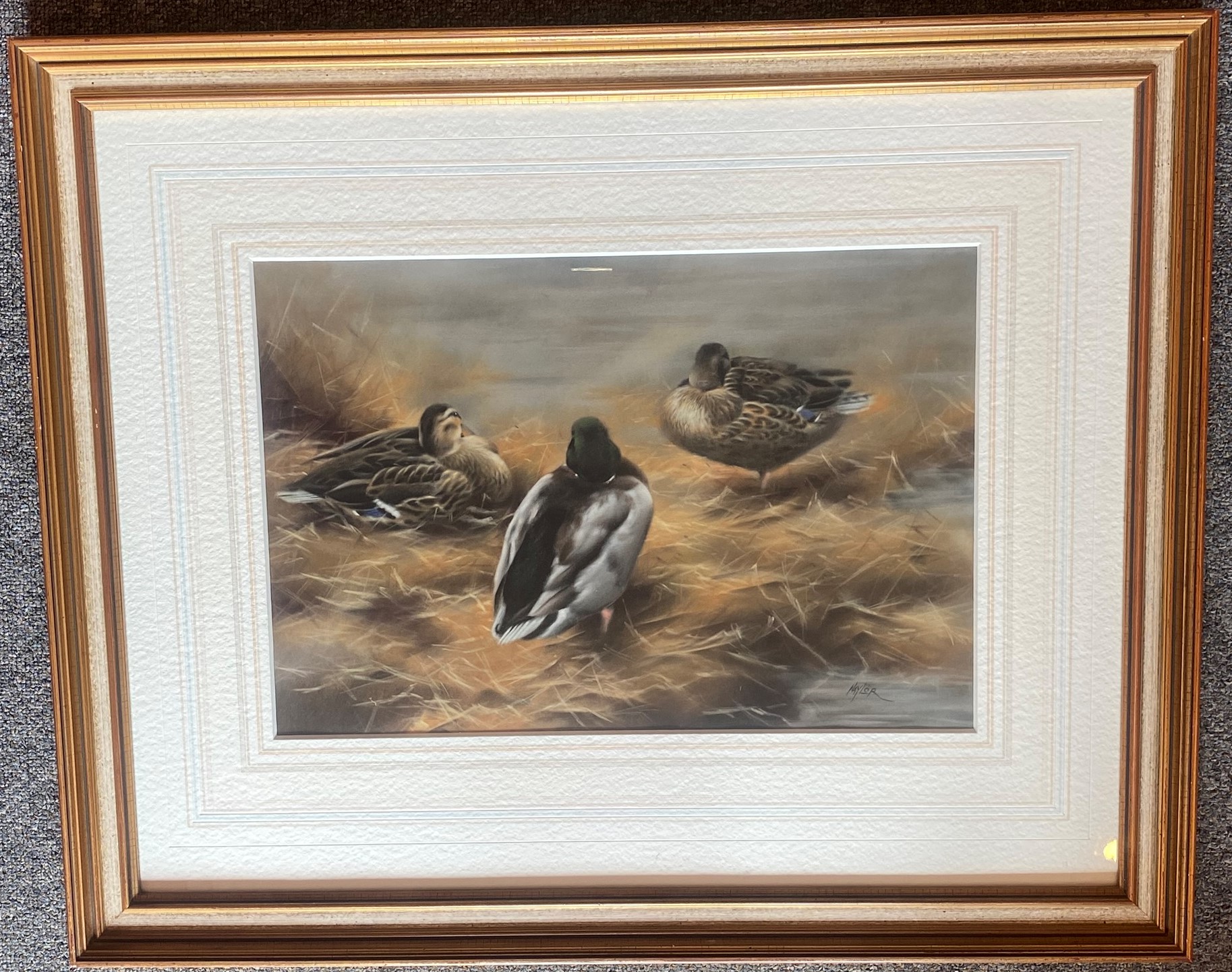 Original signed Pastel by John Naylor depicting mallard Ducks - Image 5 of 5