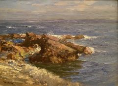 Rock at Auchmithie by Scottish artist William Bradley Lamond RBA (1857-1924)